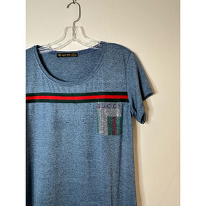 Amarchik made in turkey denim print shirt dress with gucci print size L